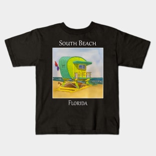 South Beach Lifeguard Tower in Miami Florida Kids T-Shirt